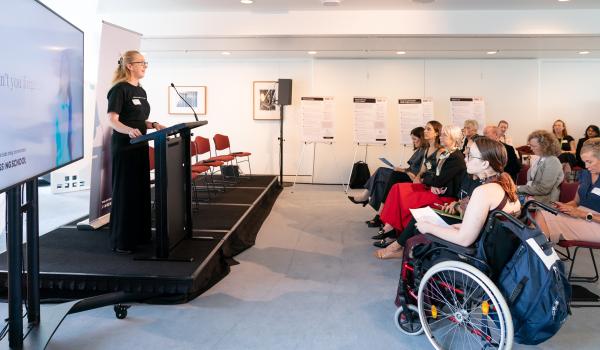 Megan Gilmour addresses room
